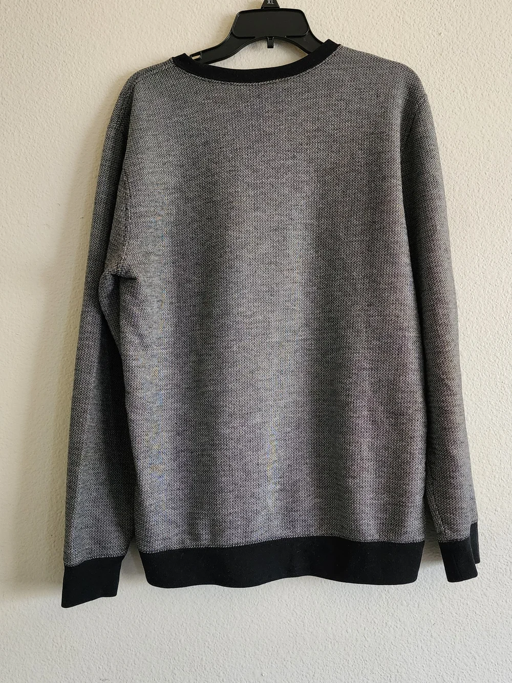 Vans Grey Black Herringbone Textured Knit Crewneck Sweatshirt Size L